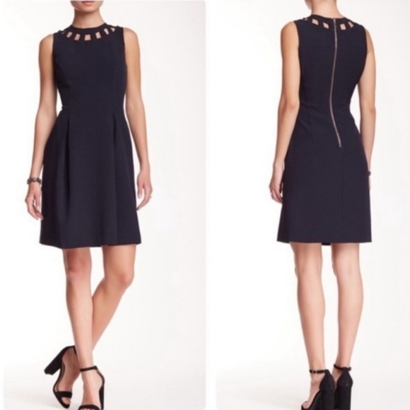 Eliza J Cutout Flare Sheath Dress Black Size 2 Elegant Modern - Picture 2 of 15